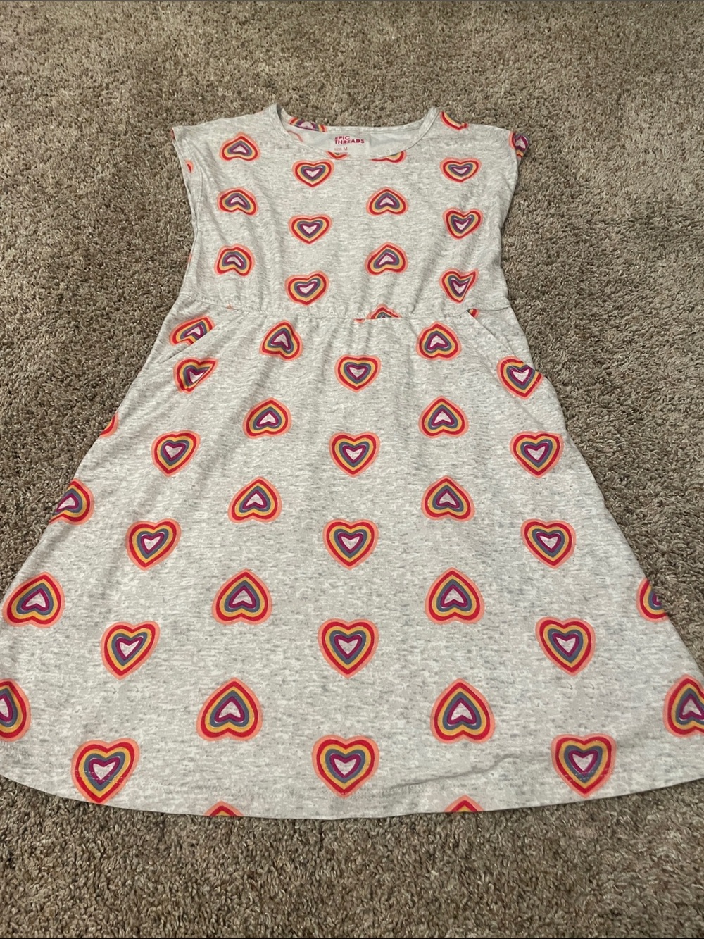 Girls' Gray Heart Print Dress - Epic Threads
